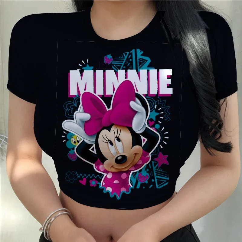 Women's T-Shirts Y2K Style Summer Beach Fashion T-Shirts Disney-Mickey Mouse Sexy Women Crop Tops High Quality Woman clothes Dry