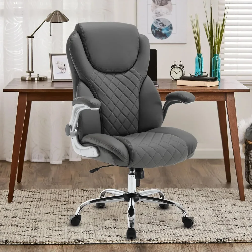 

Executive Office Chair, Pu Leather High Back Ergonomic Office Desk Chairs with Wheels, 90-120° Rocking Managerial Chair Home