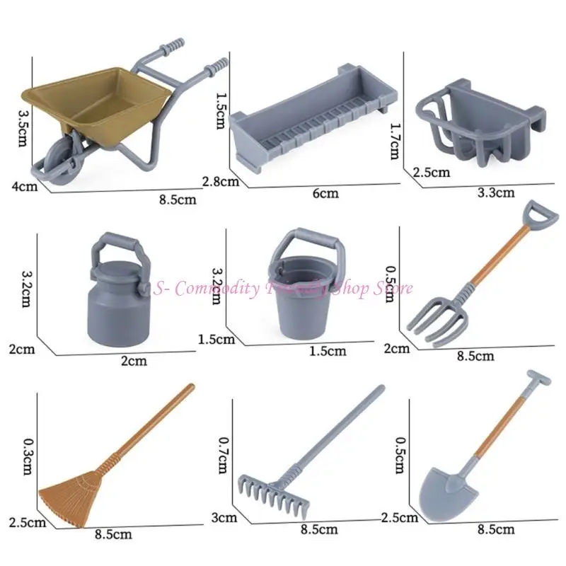 85AE Miniature Pretend Play Set with Loose Figures, Buildings, Fence Pieces, and Trees for Flexible Scene Arrangements