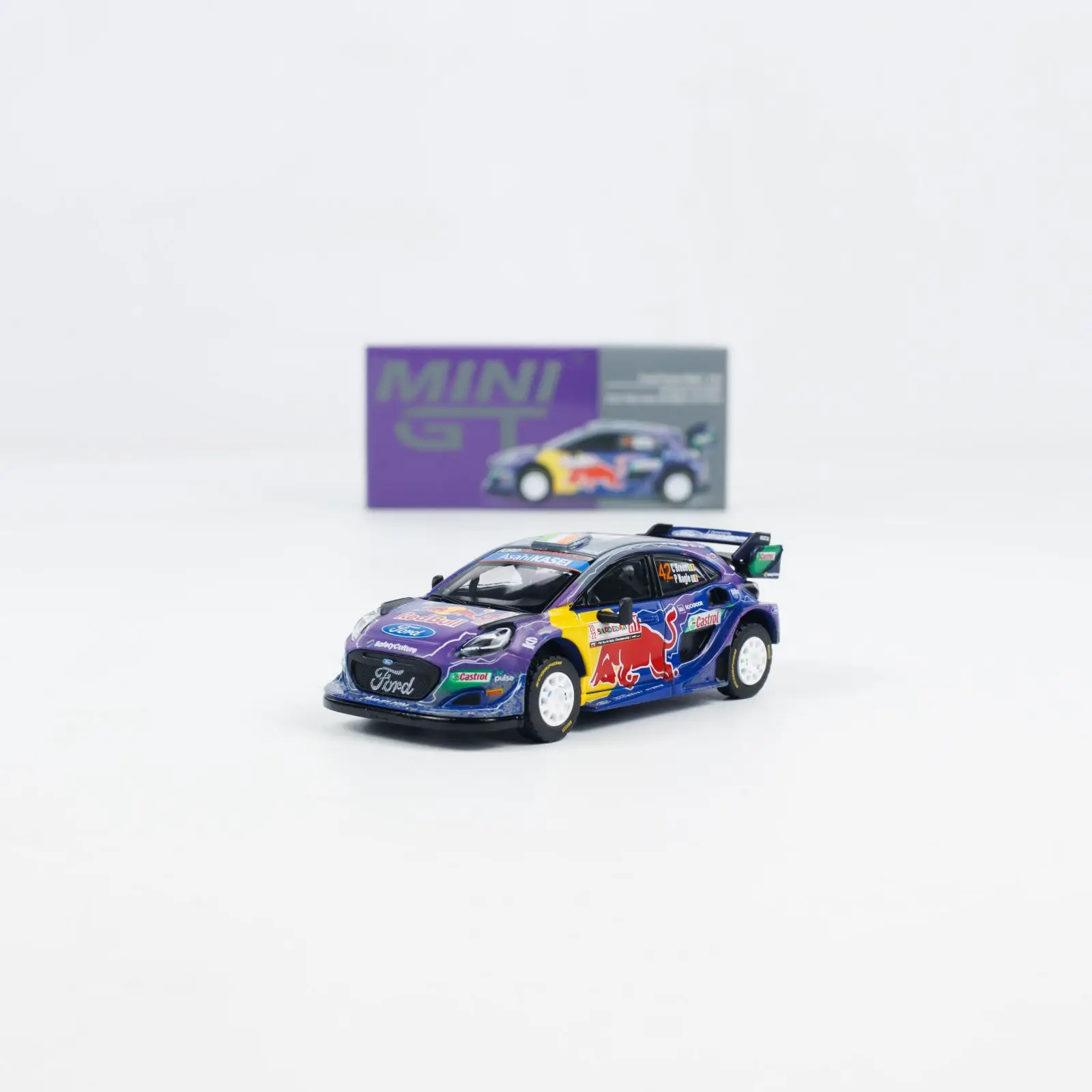 TSM Mini Gt 1/64 Minigt 627 Ford #42 m-sport WRT 2022 Italia Sardegna 2nd koleksi Model mobil paduan Die-cast