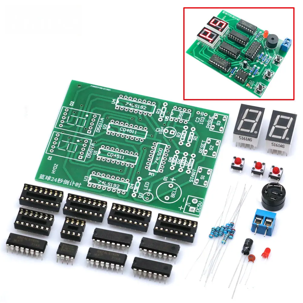 Basketball Game 24 Seconds Countdown Electric 2-Bit Countdown Electronic Production Practice Electronic Teaching Kit DIY