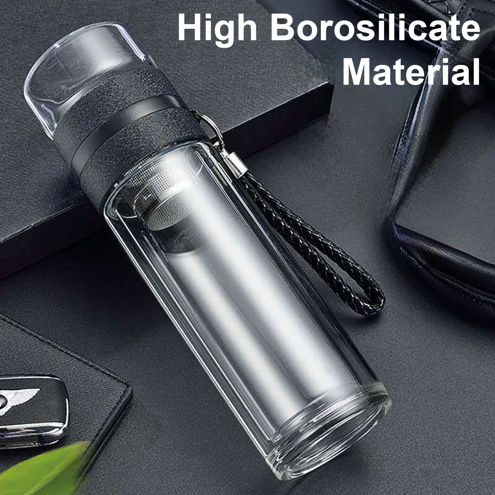 Tea Water Bottle High Borosilicate Glass Double Layer Tea Water Cup Infuser Tumbler Drinkware Water Bottle With Tea Filter