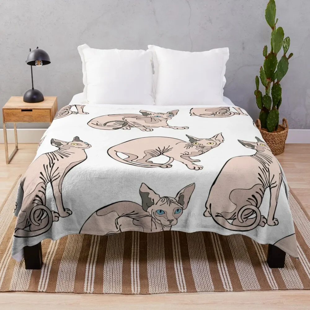 

Sphynx Cats Throw Blanket Warm Napping Blanket for Office Couch Bed