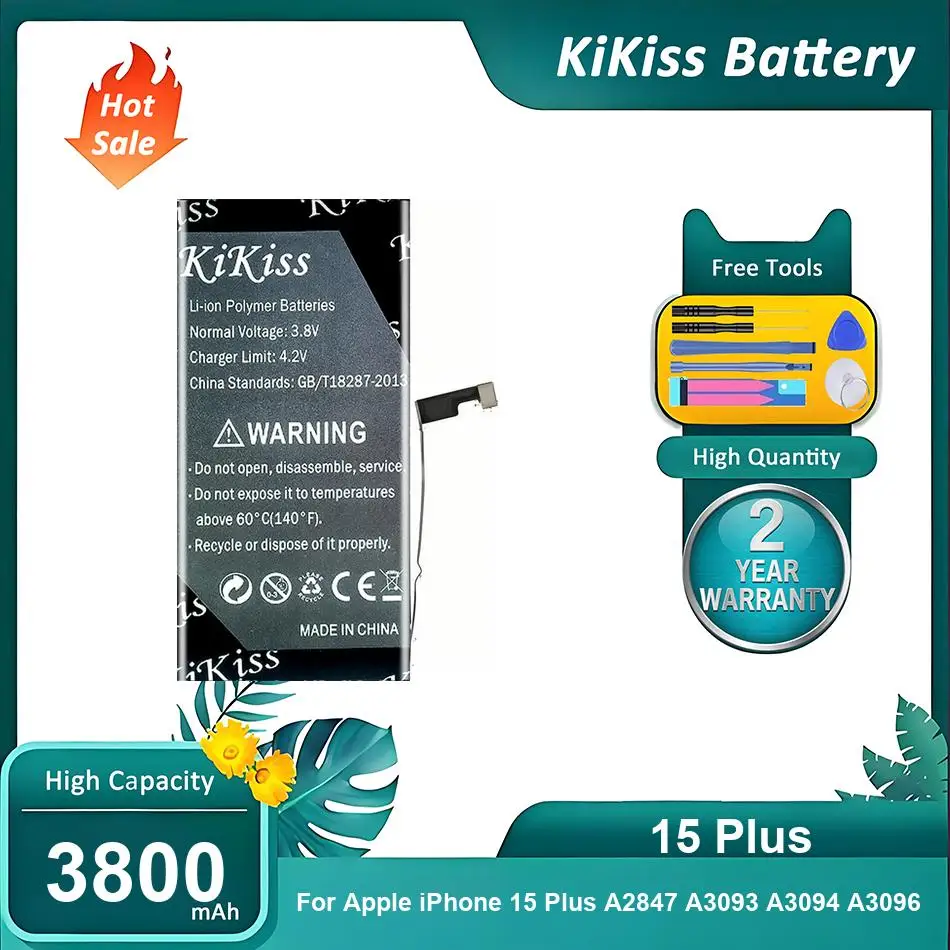 

Новый аккумулятор для мобильного телефона Apple iPhone 15 Plus A2847 A3093 A3094 A3096, 15 Plus, 3800 мАч