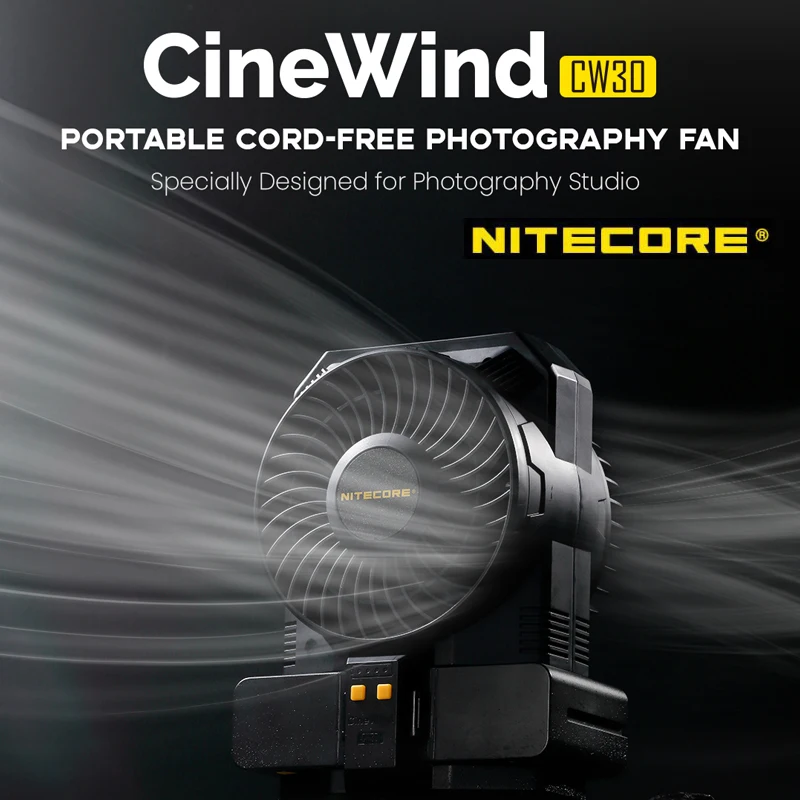 NITECORE CW30 Mini Fan fotografii CineWind dmuchawa powietrza dmuchawa wentylatora bez sznurków na scenę krótki film ślubny silny wiatr