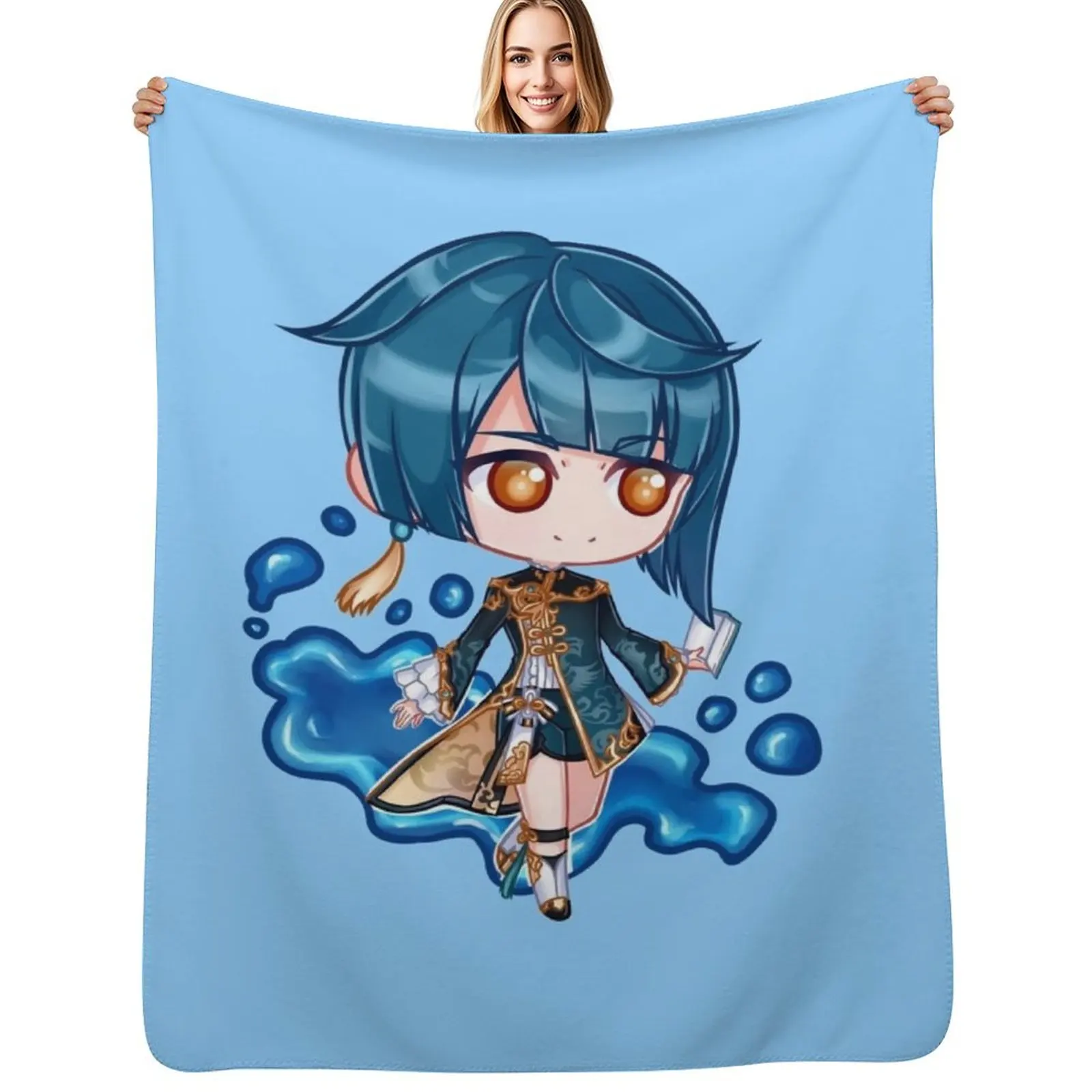 

Xingqiu chibi Throw Blanket blankets and throws halloween Decorative Sofa heavy to sleep Blankets