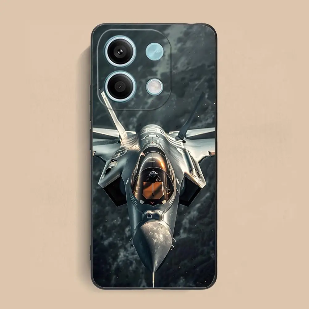 حافظة هاتف محمول على شكل طائرة AirForce لهاتف Xiaomi Redmi Note 14 13 12 11 S Pro Plus 4G 5G غطاء طباعة ملون فاخر جميل #6
