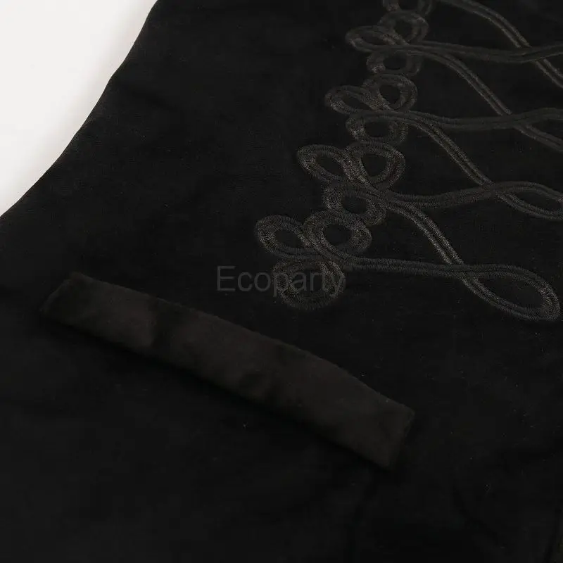 Men Medieval Retro Steampunk Vest Victorian Embroidery Gothic Waistcoat Black Sleeveless Jacket Adult Halloween Cosplay Costume