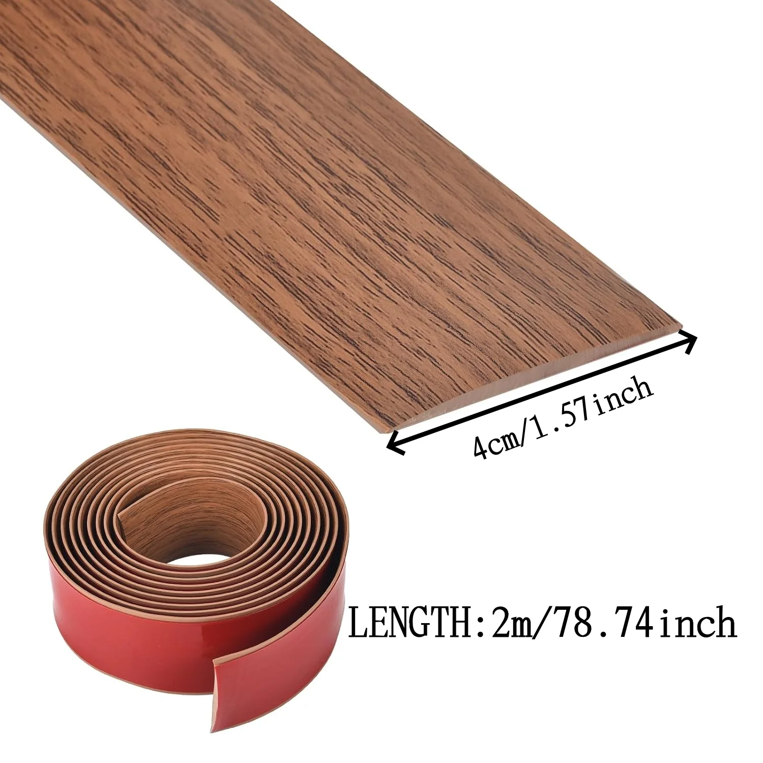 1pc 2m/78.74in Self-adhesive PVC Floor Strip, Floor Transition Strip, Imitation Wood Grain Design, Door Seam Threshold Strip