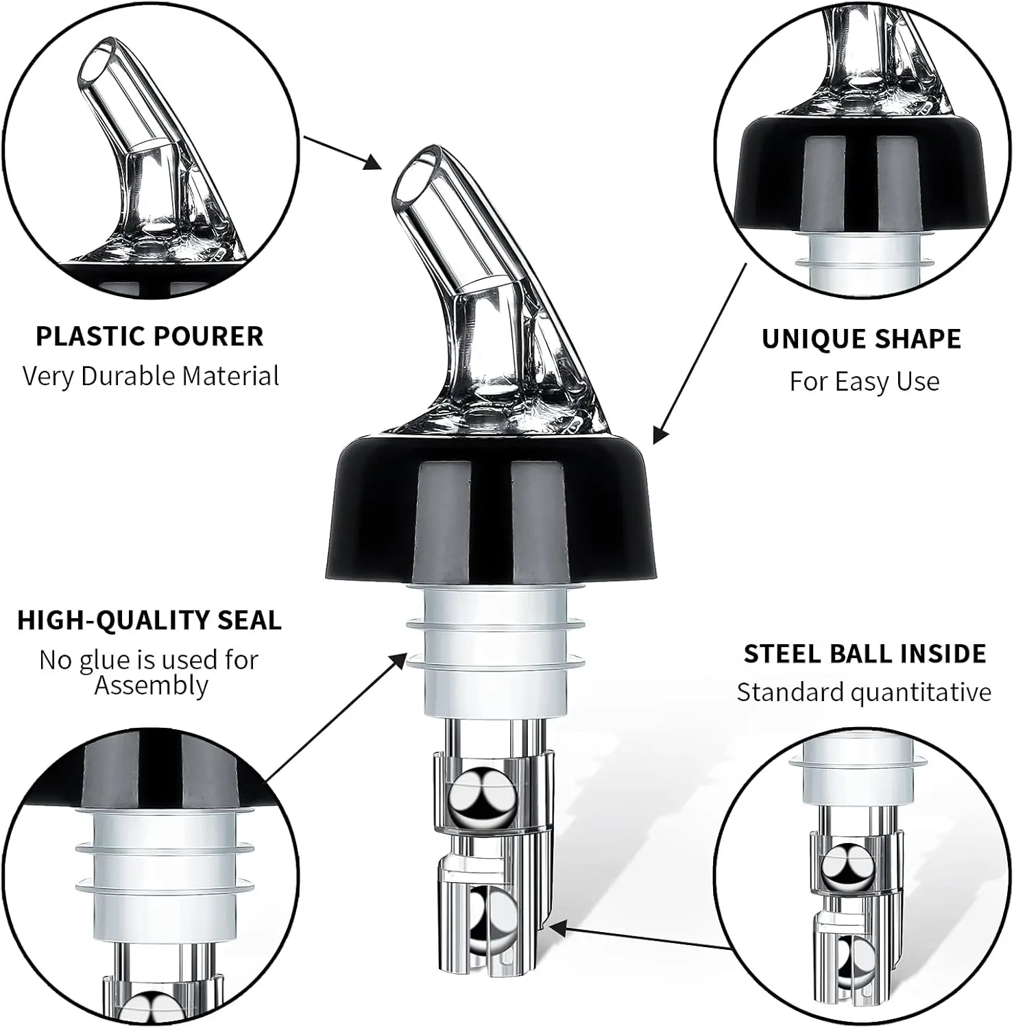 3pcs Printed Measured Bottle Pourer Spouts Liquor Pourers Quick Shot Spirit Driinks Wine Cocktail  Whiskey Dispenser Bartender