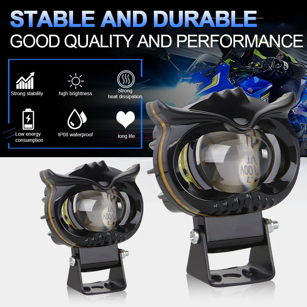 

TCYATO Motorcycle LED white yellow dual color external monocular owl