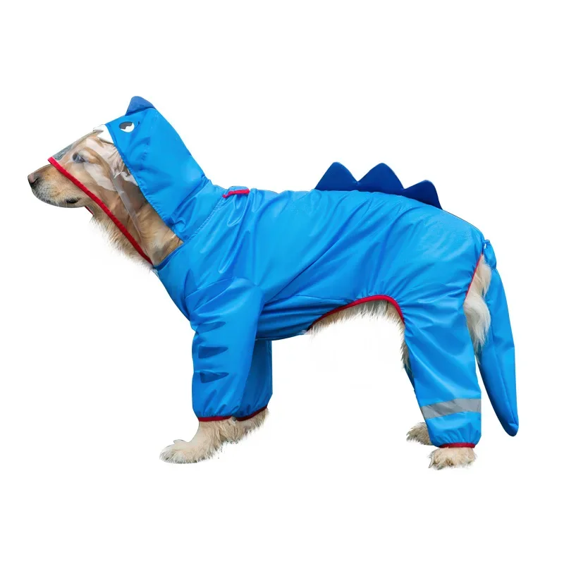 Dog Raincoat Waterproof Hoodie Jacket Dinosaur Shapes Rain Poncho Pet Rainwear Clothes for All Sizes Big Puppies