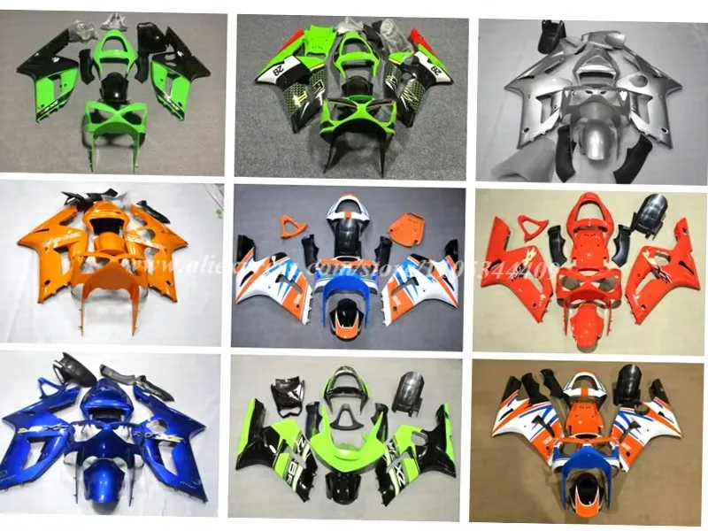 4 Gift new ABS fairing kit - suitable for Kawasaki ZX-6R models from 2003 to 2004. Vehicle accessory. Customizable.