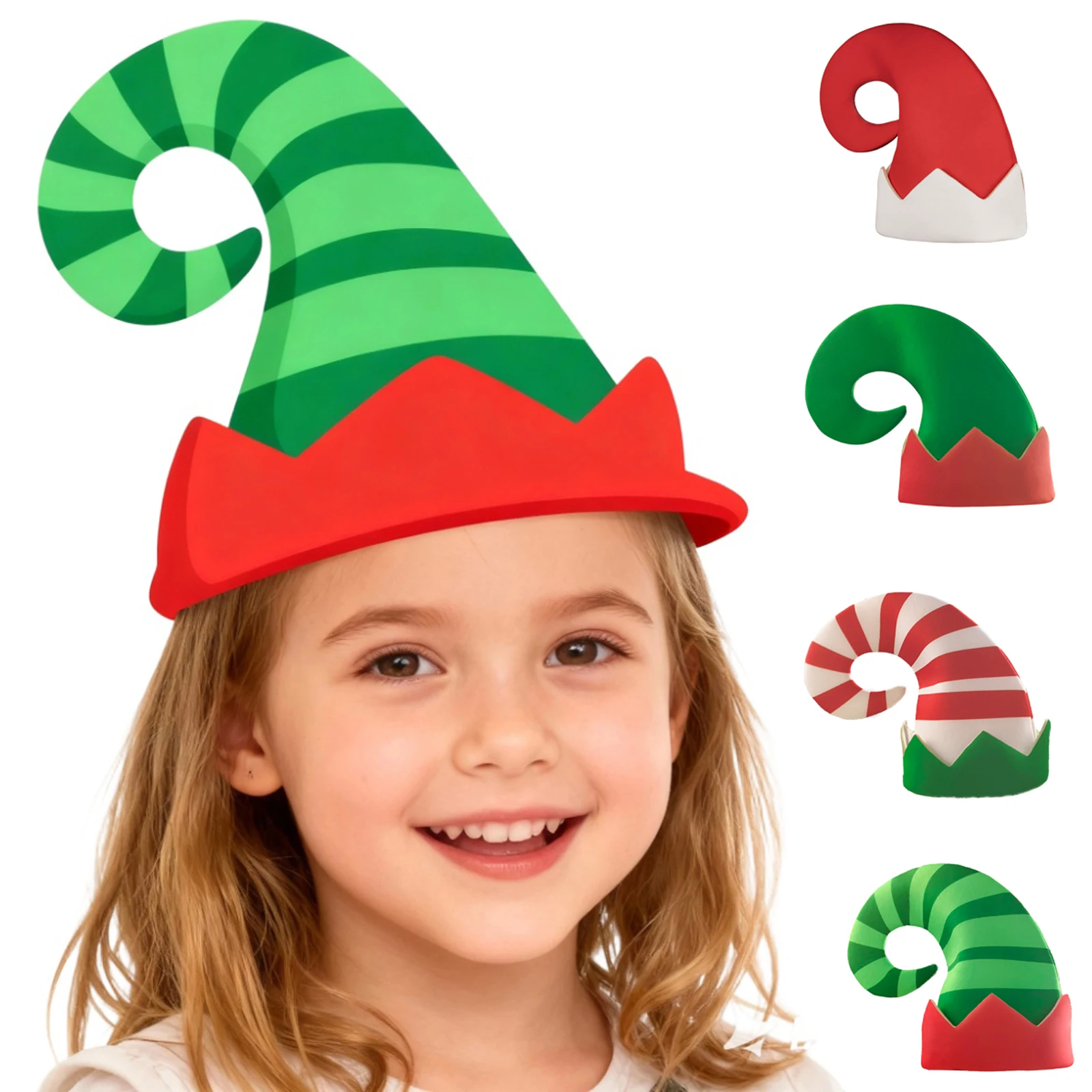 

Children's Christmas Hats Christmas Elf Hat Stylish Contrast Color Striped Hats Christmas and New Year Holiday Hats