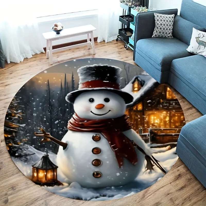 Dark Green Pine Tree Snowflake Carpet For Nordic Style Home Minimalist Winter Vibe Modern Decor Round Rug