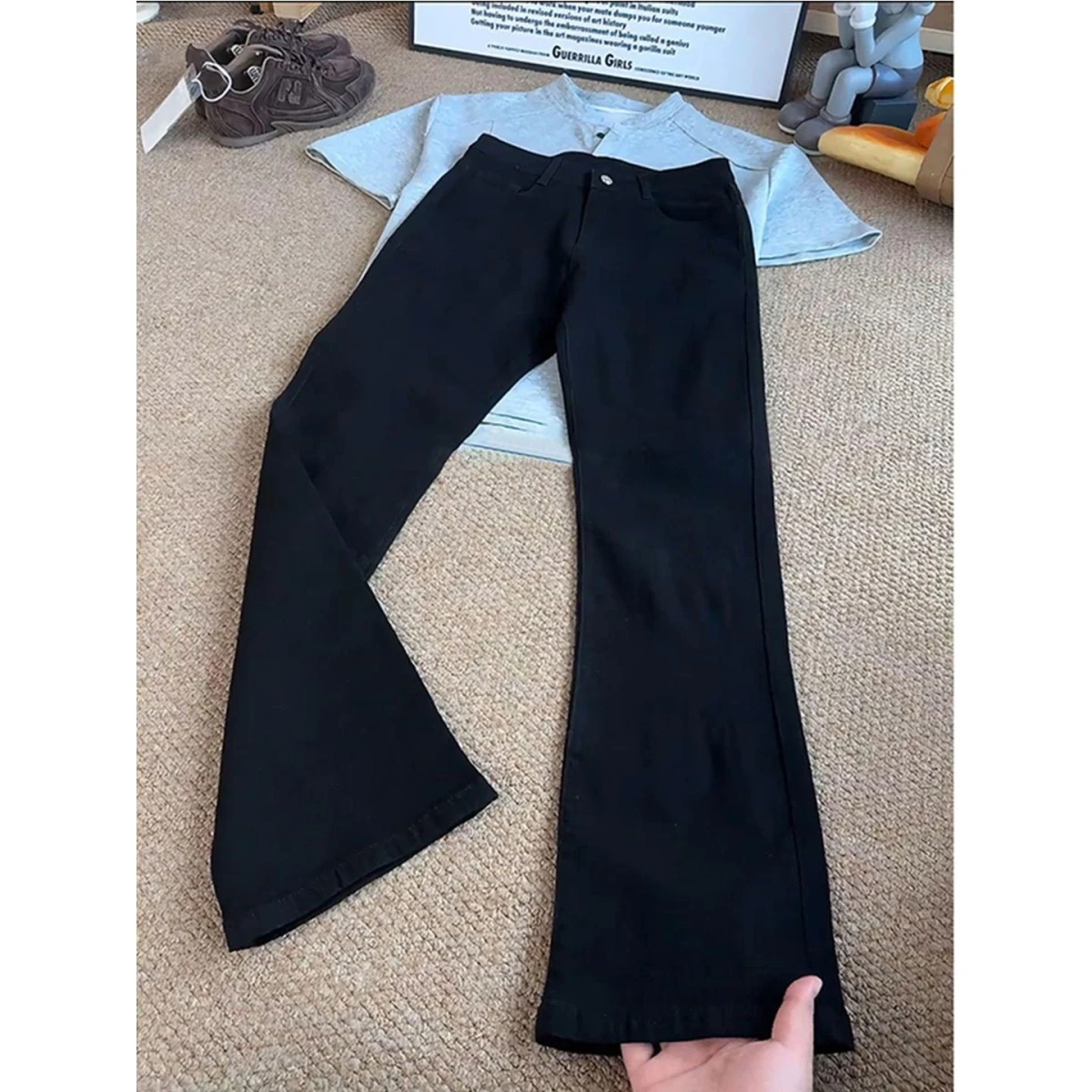 

Мужские расклешенные джинсы Pure Bla, прямые брюки High Street Vibe Cleanfit, длинные брюки, осенняя мода, смесь хлопка и полиэстера
