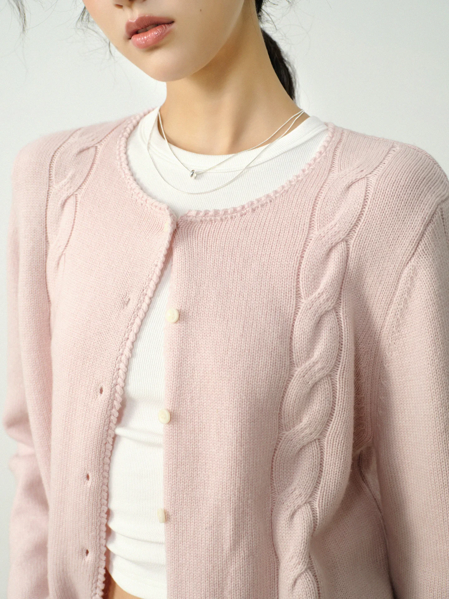 Sweet Knit Soft Round Neck Cable Cardigan Women’s Slim Warm Sweater Coat Autumn Casual Elegant Fashion Outerwear Top Layering