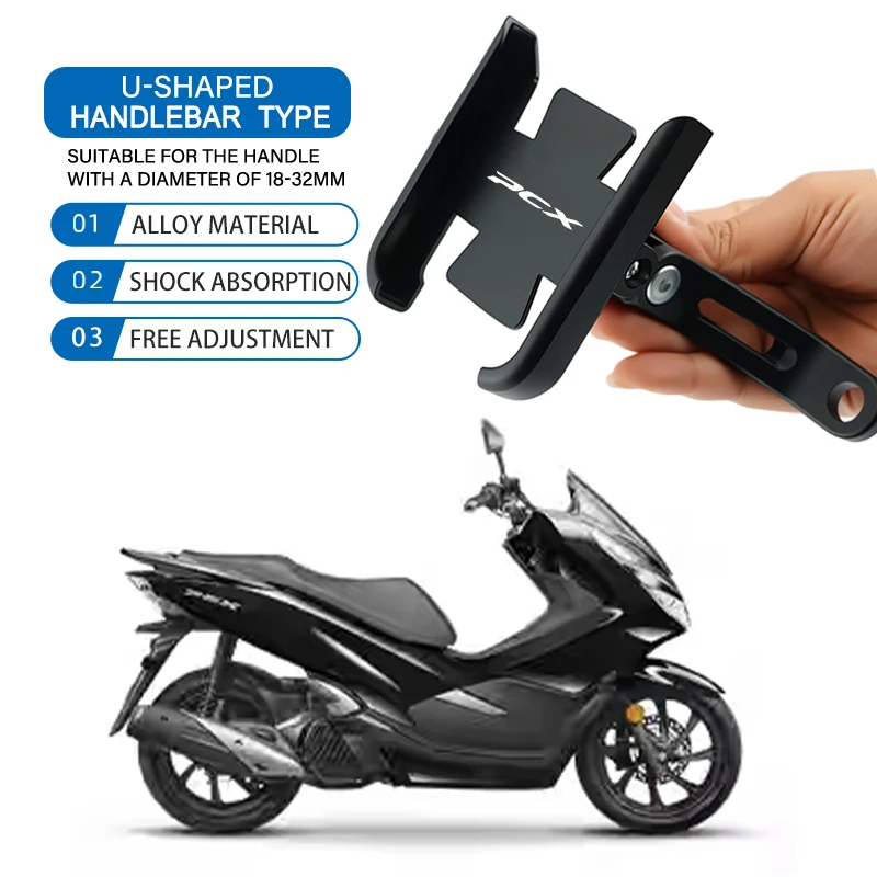 Motorcycle Phone Holder 360° Rotation Aluminum Alloy Bracket Handlebar Mount For PCX PCX125 PCX150 PCX 125 150 ADV150  ADV350