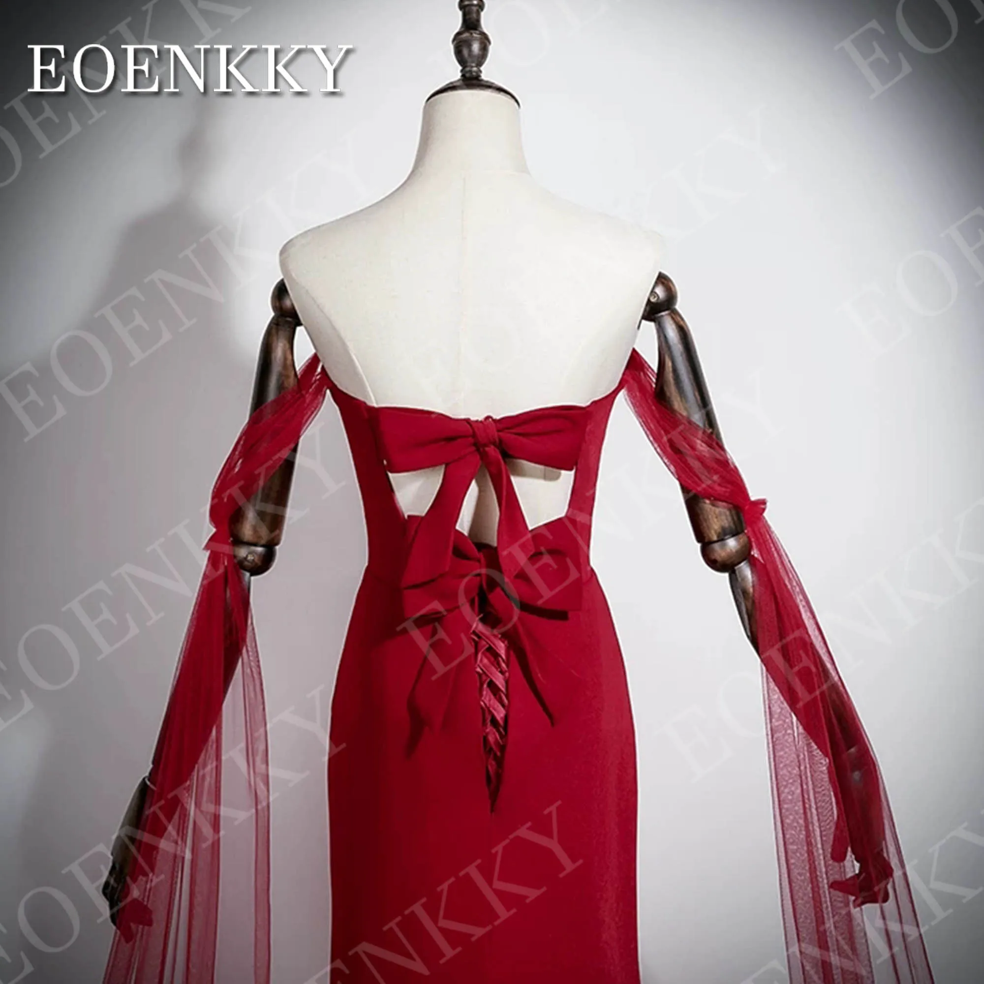 EOENKKY 인어공주 스타일 아름다운 이브닝 드레스 모던 오프숄더 레드 3D 꽃 장식 파티 드레스 맞춤 제작 긴 이브닝 드레스인조 아름다운 저녁 드레스 현대 어깨에서 빨간 3D 꽃 파티 드레스 주문을 받아서 만들어진