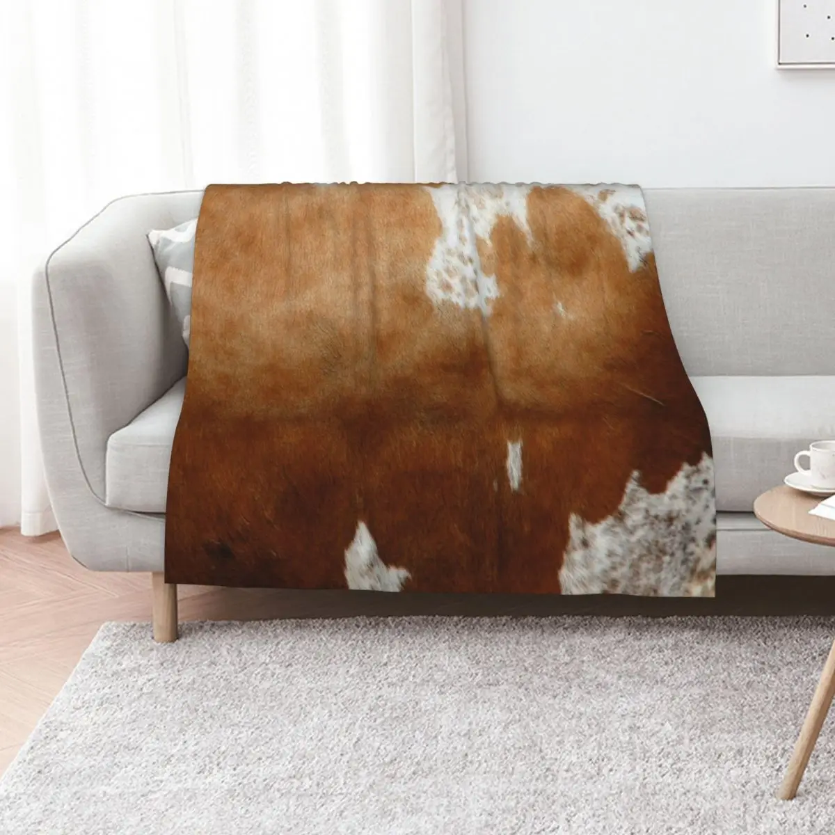 

Cow Hide Brown Dot & White Throw Blanket Flannel For Decorative Sofa Blankets For Sofas Softest Blankets