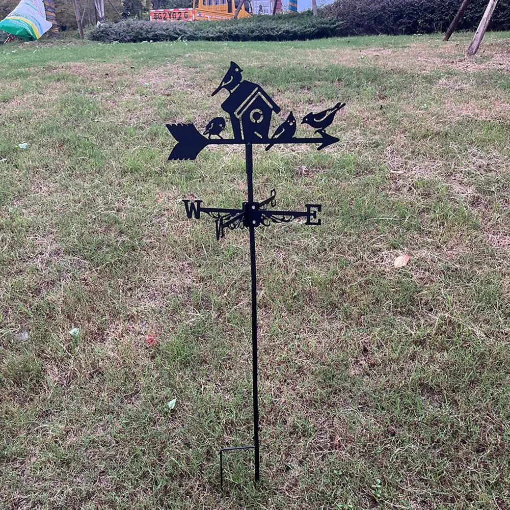 Corrosion Resistant Weather Vane Rustic Iron Birdhouse Wind Vane with Ground Stake Outdoor Garden Weather Vane for Lawn