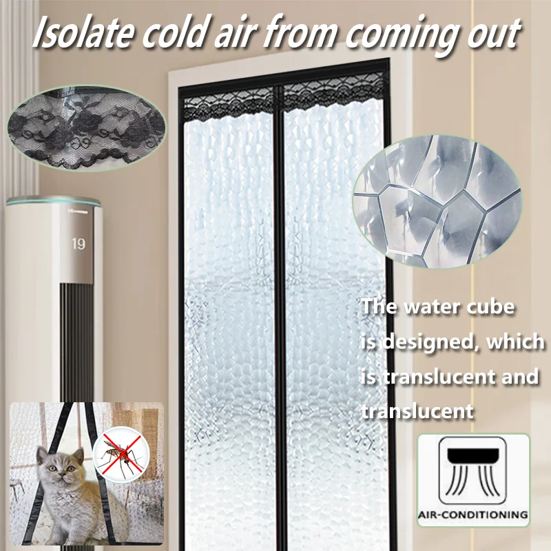 Thick Magnetic PVC Door Curtain No Drill, Heat Insulated Wind Barrier Anti Smoke Mosquito Partition Curtain For Kitchen Bedroom