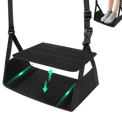 Imagen 1 del producto El más nuevo hamaca para pies de avión, reposapiés de línea aérea con almohadilla extraíble, hamaca para pies con correa ajustable y espuma Menory para viajes