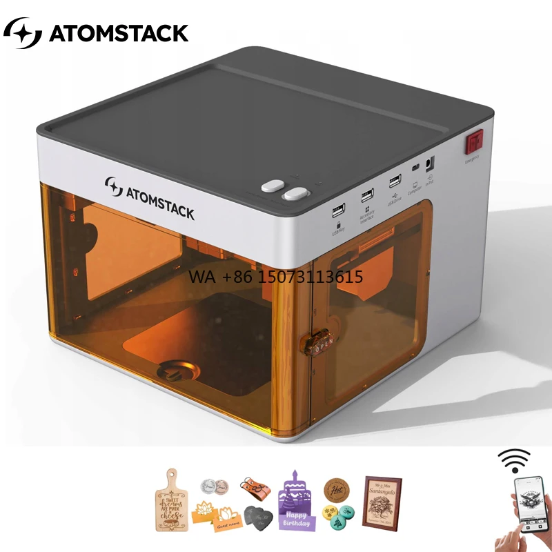 

Atomstack P1 5W Portable Mini Laser Cutting Machine Wifi for Dog Tags Paper Leather Wood Stone Logo Laser Engraving Machine