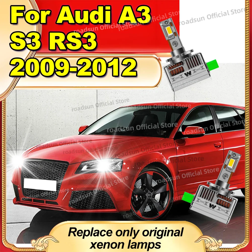 

LED Car Headlight Canbus 1:1 HID Xenon Bulbs 50000LM Turbo Fan Lamp For Audi A3 S3 RS3 2009 2010 2011 2012