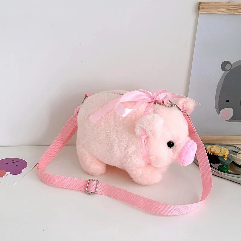 Women' Pink Pig Plush Bag, Cute Little Pig Bag, Single Shoulder Crossbody Bag