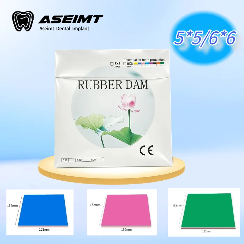 

Dental Natural Latex Rubber Dams Thickness 6"x6"5*5" Blue/Green Oral Care Materials Dentistry Tools 36pcs