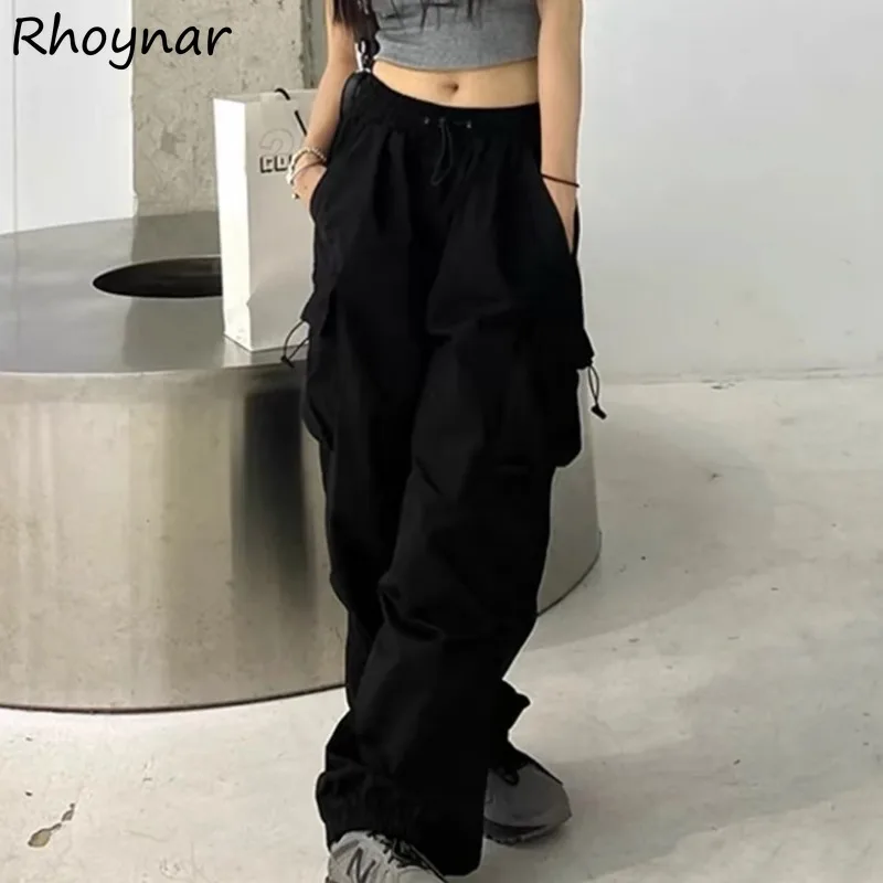 

Pants Women Spring Shirring Elastic Waist Designed Solid Simple All-match Casual Daily Ulzzang Streetwear Chic Cool Students