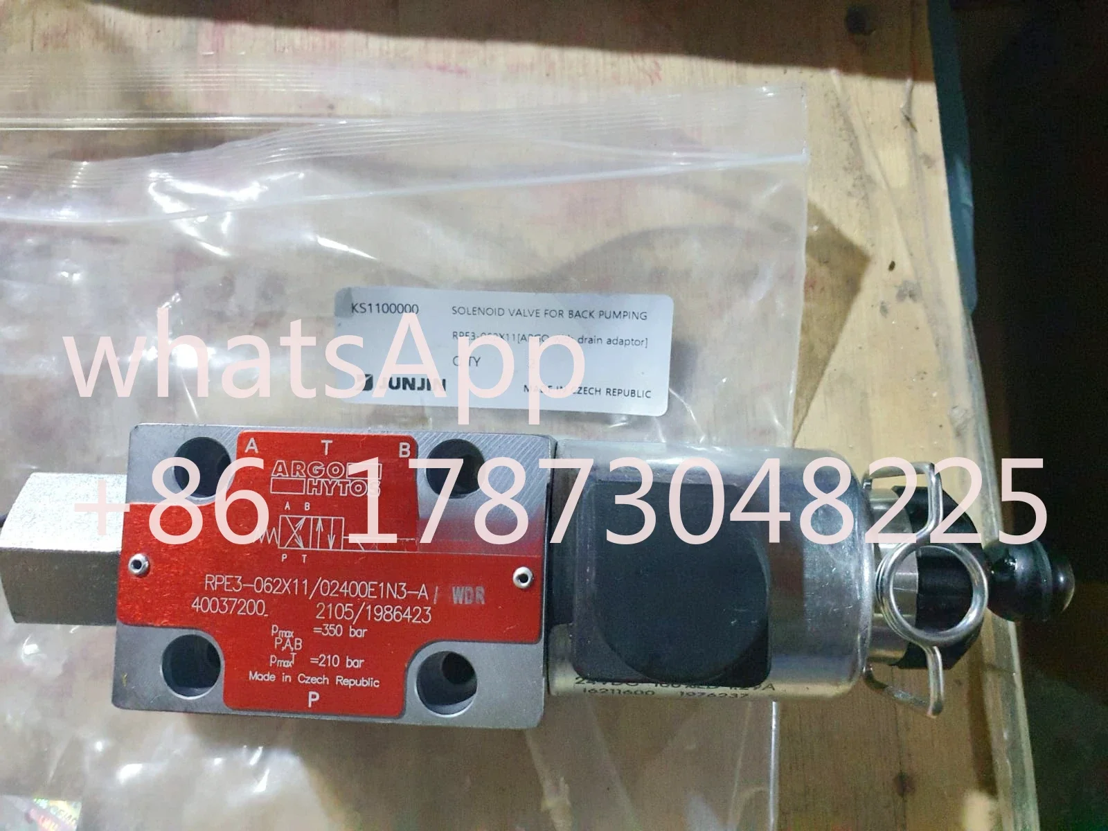 OEM:RB88190C,KS1100000,40037200  JUNJIN SOLENOID VALVE ARGO RPE3-062X11/02400E1N3-A Original