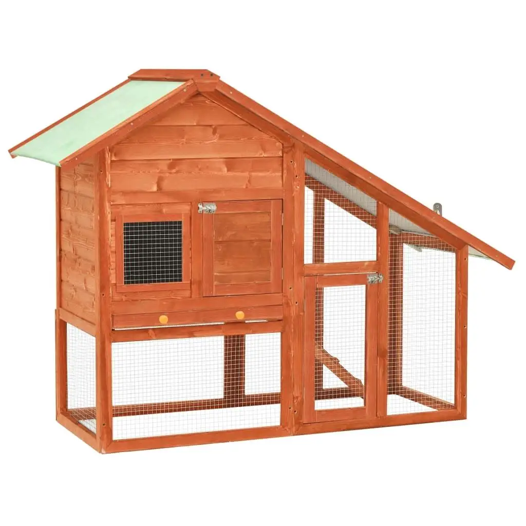 Spacious Solid Firwood Rabbit Hutch 55.1x24.8x47.2 - Durable Outdoor Pet House