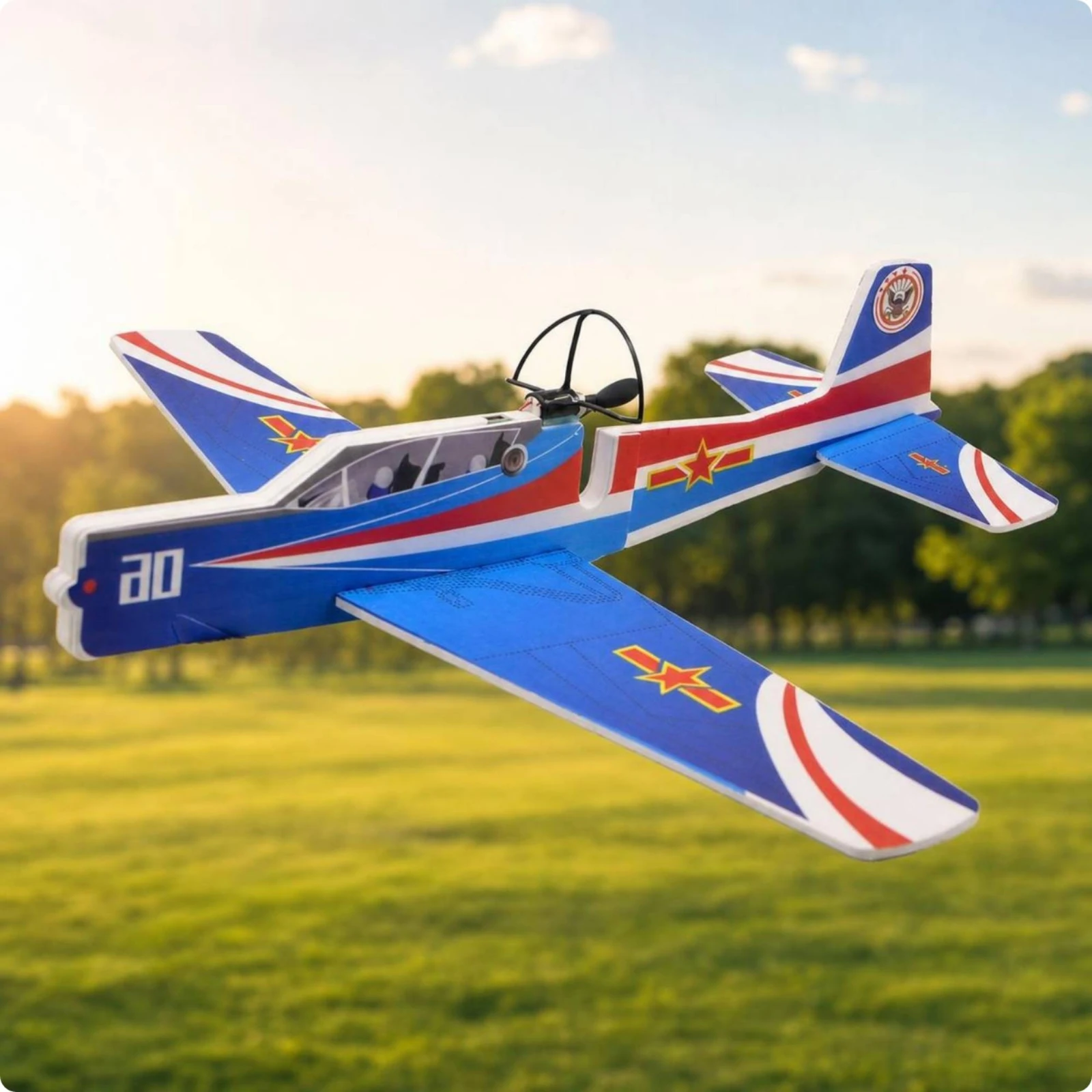 Foam Glider Plane Lightweight Hand-Thrown Glider Educational Aircraft Toy Long-Lasting Toy Plane with Propeller Guard Safe