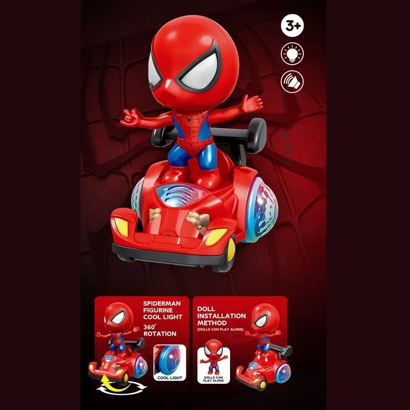 Anime Action Figure Spider-Man Toy Car Spider-Man Electric Kart Spider-Man Music Electric Balance Car Boy Toy Children's Gift