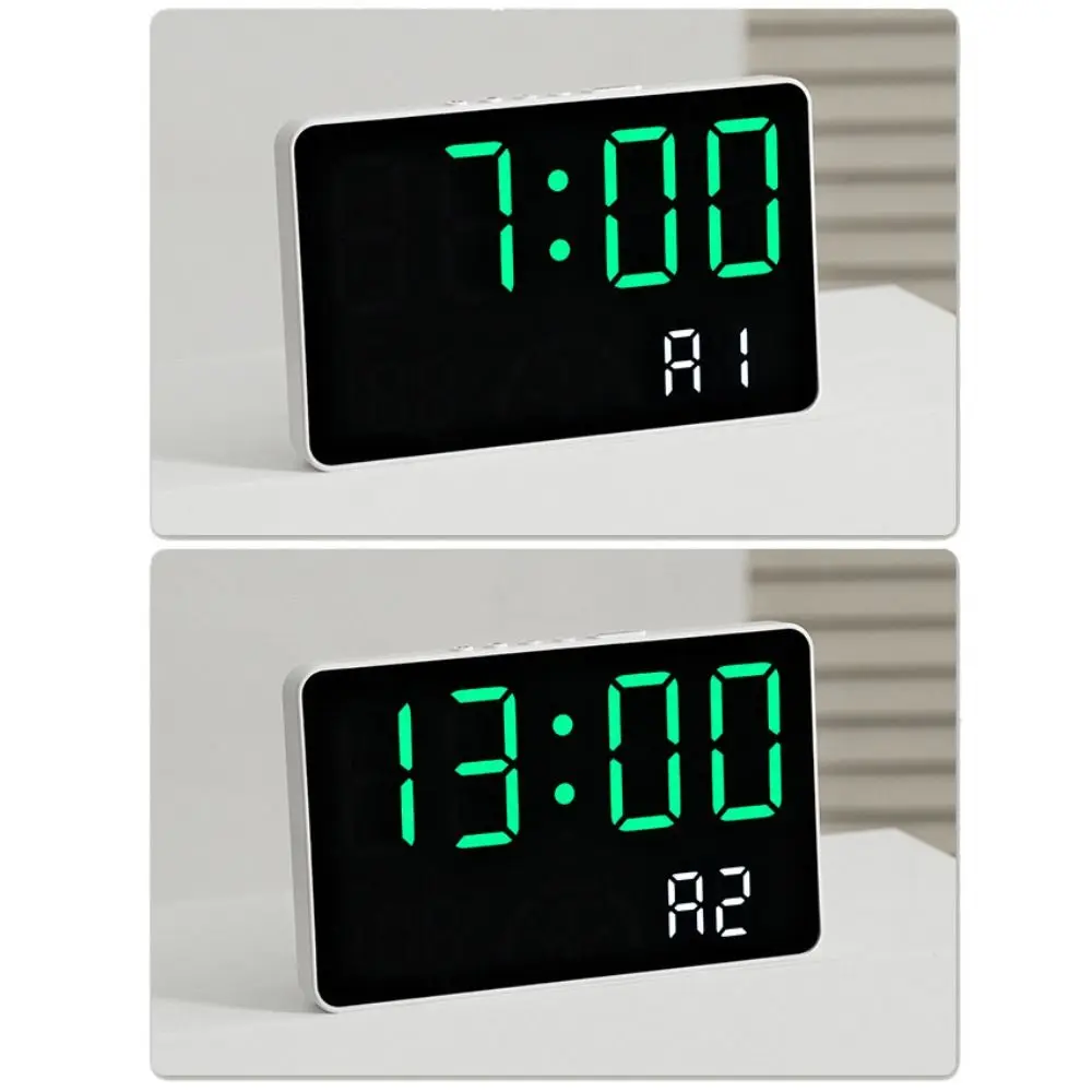 Wall-mounted Electronic Wall Clock Multi-functional Date Digital LED Clocks Voice Control DST Display Table Clock for Bedroom
