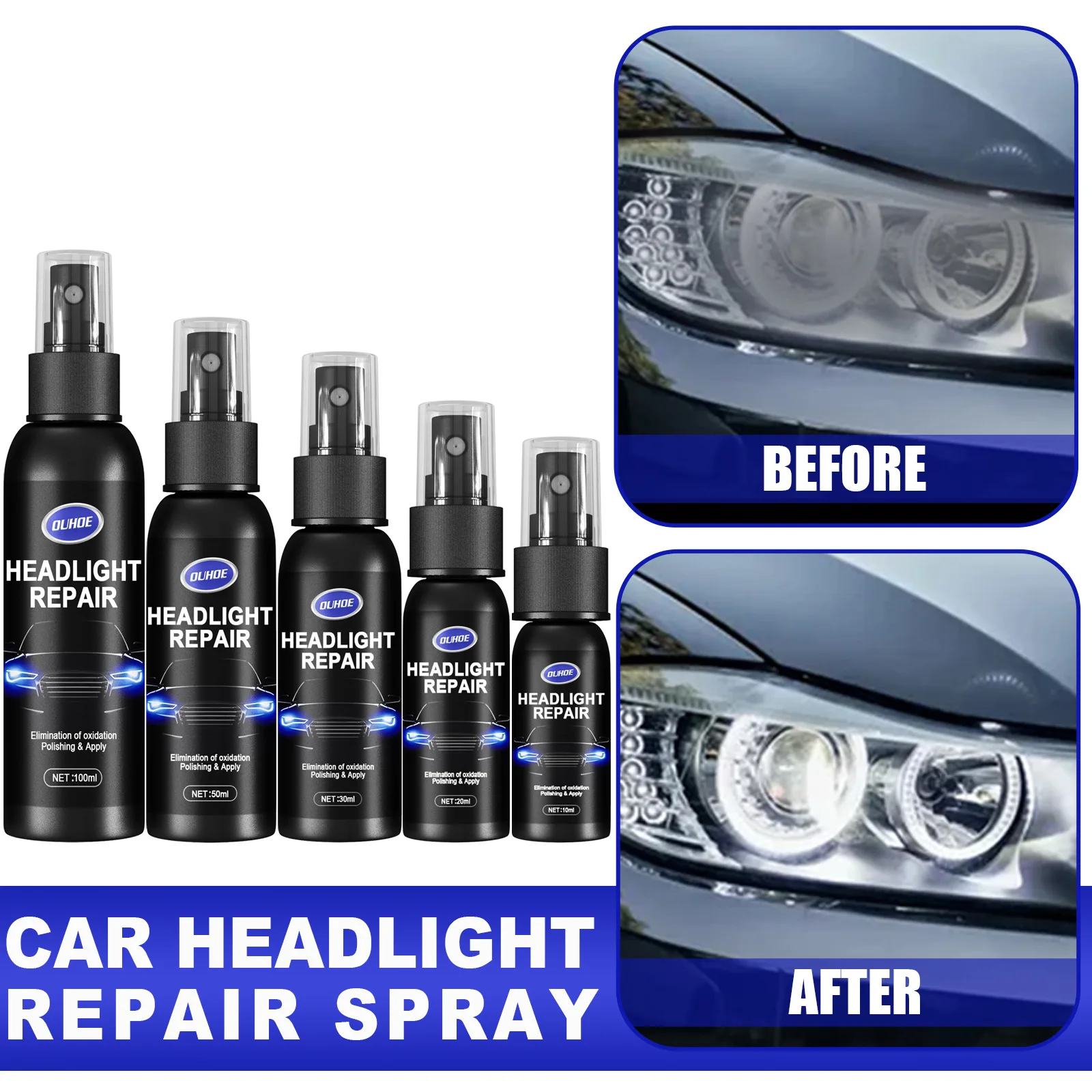 Car Headlight Repair Liquid Universal  Scratch Remover Repair Spray Long Lasting Protective Repair Renovation Agent Polishing