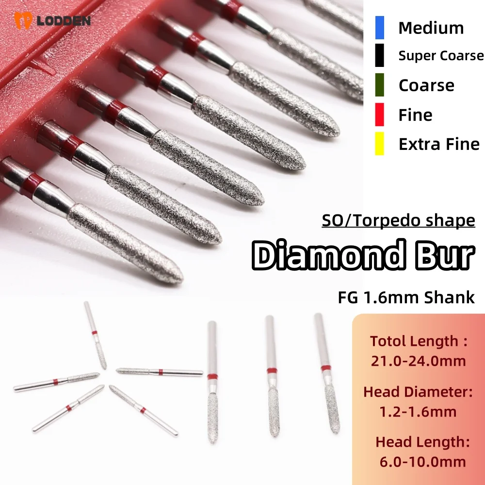 10pcs/lot Dental Diamond Burs Blue Rings/Medium SO-series Dentistry Bur for Grinding& Polishing Drill