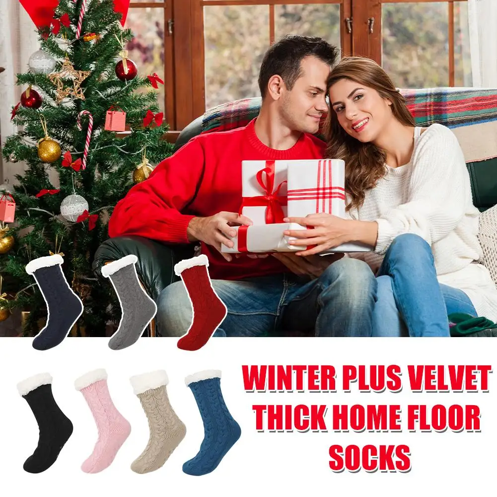 1 Pairs Autumn&winter Thick Non-slip Super Quality Cozy Socks Microfiber Socks Sleeping Women Slipper Fuzzy Warm Soft T9s6