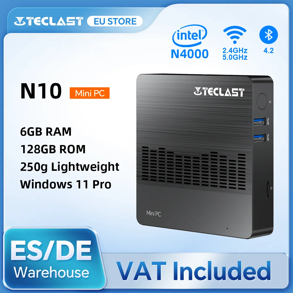 Teclast N10 Mini-PC Windows 11 Pro 6 GB RAM 128 GB ROM Intel N4000 M.2 SSD-Erweiterung Laptop-Desktops Mini-VGA-Computer
