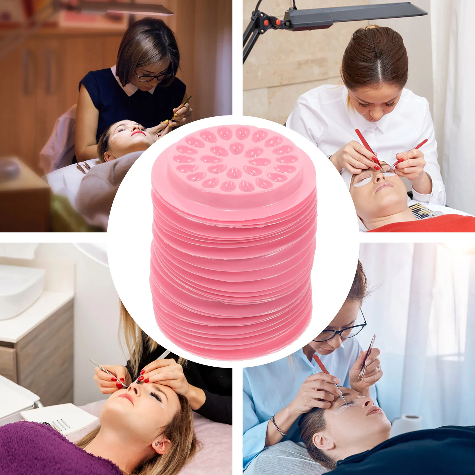 100pcs False Eyelashes Glue Holders Lash Pallets For Eyelash Extension Grafting Portable Storage Fast Application Tools Lash