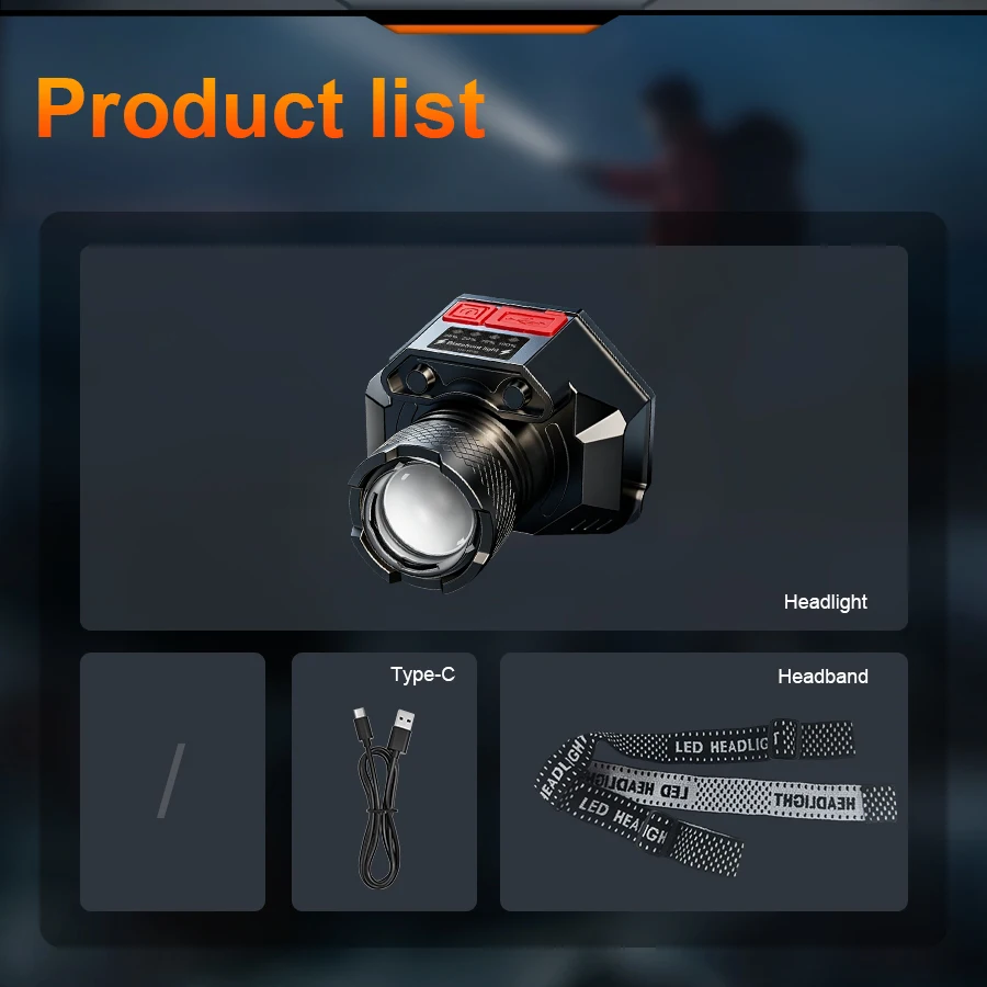 2026 NEW LED Headlamp USB Rechargeable Headlight 3 Modes Front Head Flashlights Zoom Head Torch Outdoor Fishing Camping Lantern