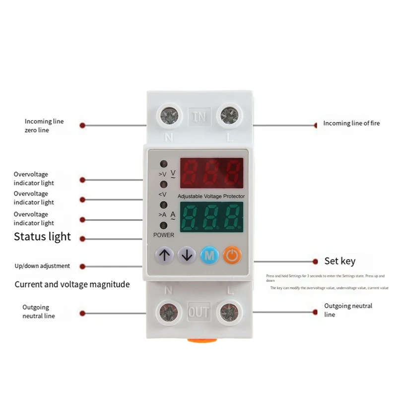DIN-63AVAP 과전압 저전압 보호대, 자체 복귀 전압 과부하 전류 제한, 자동 리셋 리클로저, 내구성