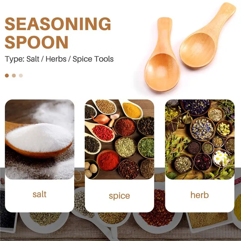 ABGH-Small Wooden Spoons Mini Tasting Spoons Condiments Salt Spoons For Kitchen Cooking Seasoning Oil Coffee Tea Sugar 20Pcs