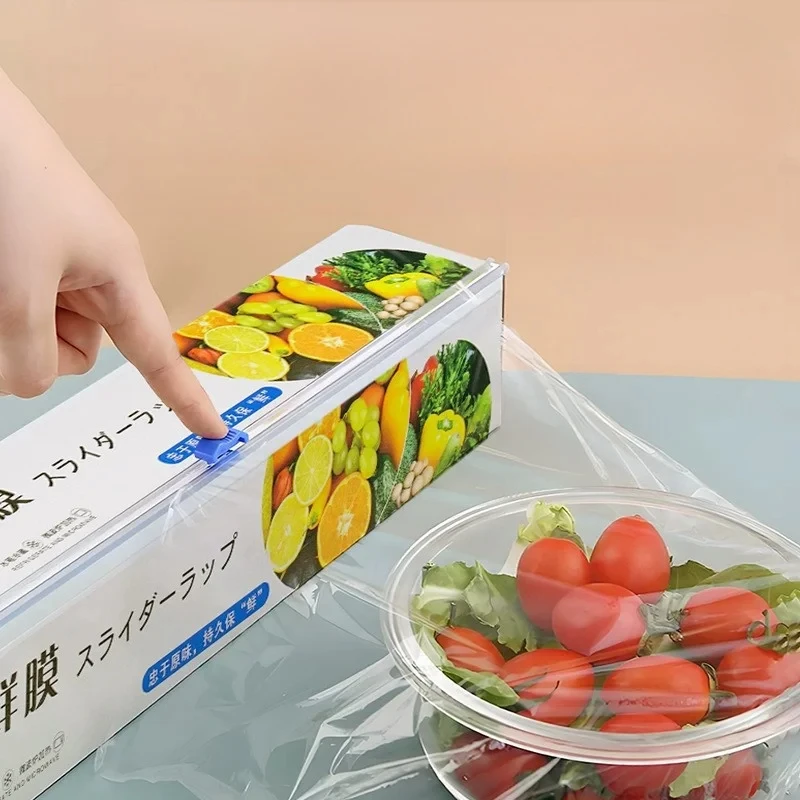 Slider Cling Film Food Grade Slider Convenient Cutting Large Roll Kitchen Household Cutting Box Economical and Practical Set