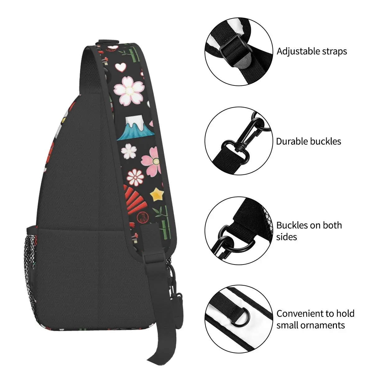 Maneki Neko glückliche Katze Schulter tasche Brust Cross body Schulter Rucksack Wandern Reise Tages rucksäcke Kokeshi Kawaii Casual Pack