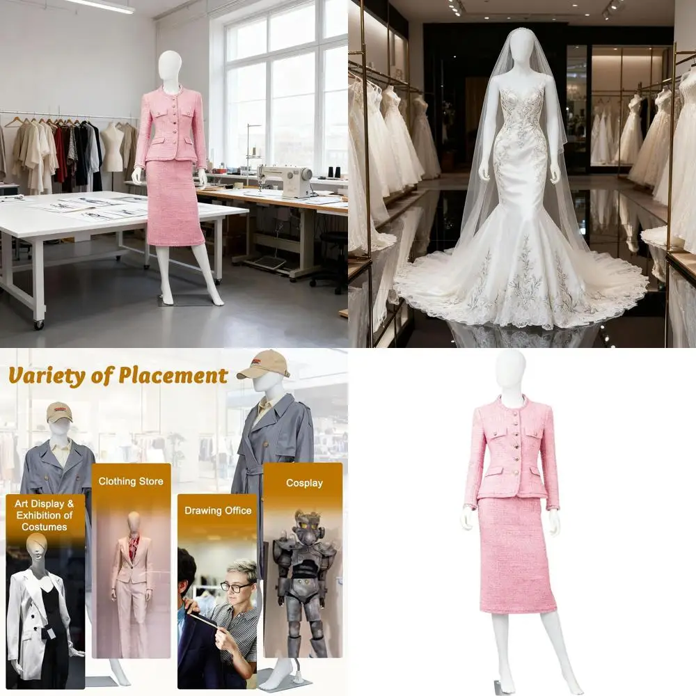 

Adjustable 70-inch Full Body Female Mannequin with Detachable Parts and Metal Base