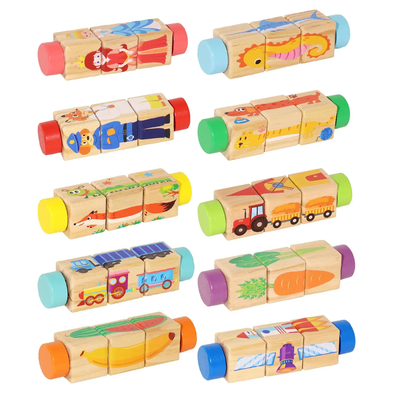 Wooden Block Puzzle Cognitive Skills Hand Grasping Brain Teaser Educational Toys Building Blocks for Boys and Girls Holiday Gift
