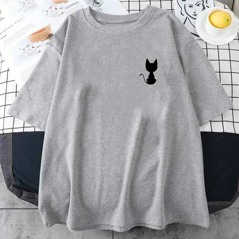 تي شيرت مطبوع عليه قطة تي شيرت صيفي رياضي للركض بأكمام قصيرة تي شيرت خارجي بأكمام غير رسمية ملابس هاراجوكو ملابس الشارع الشهير ملابس جمالية #4